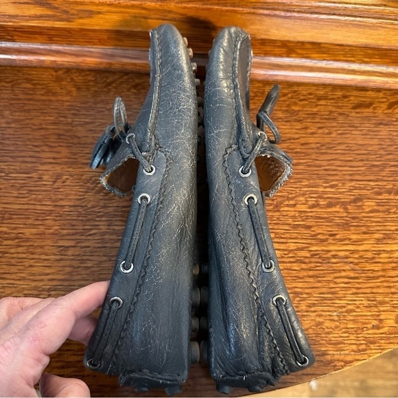 Coach Nadia Driving Loafers w/ Tassels Silver Gray Leather Boat Shoes Size 7B - Picture 4 of 9